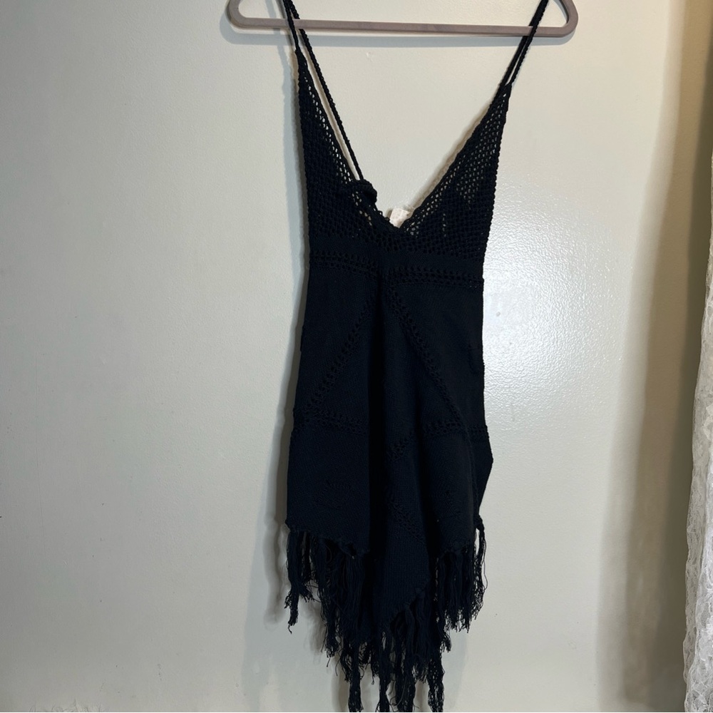 Free People Viola Fauxchet Beach Coverup Crochet Mini Dress S - Picture 3 of 6